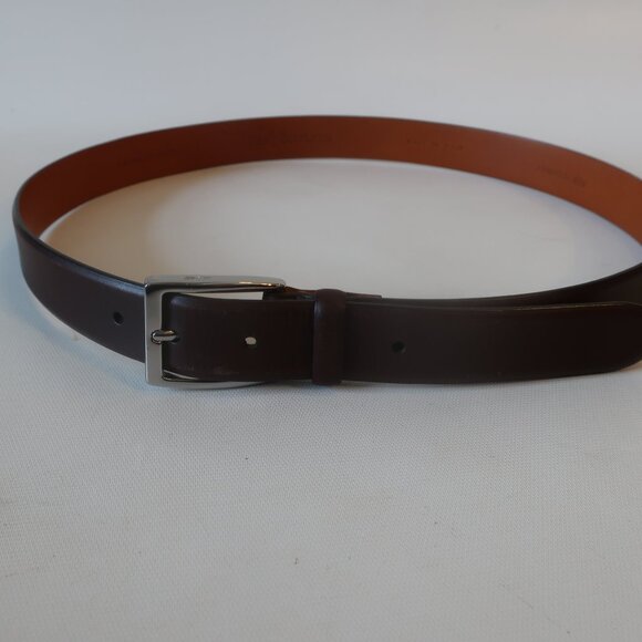 Mens Polo Ralph Lauren Dark Brown Brass Buckle 2110823-978 Leather Belt 36-90 * - Picture 2 of 11